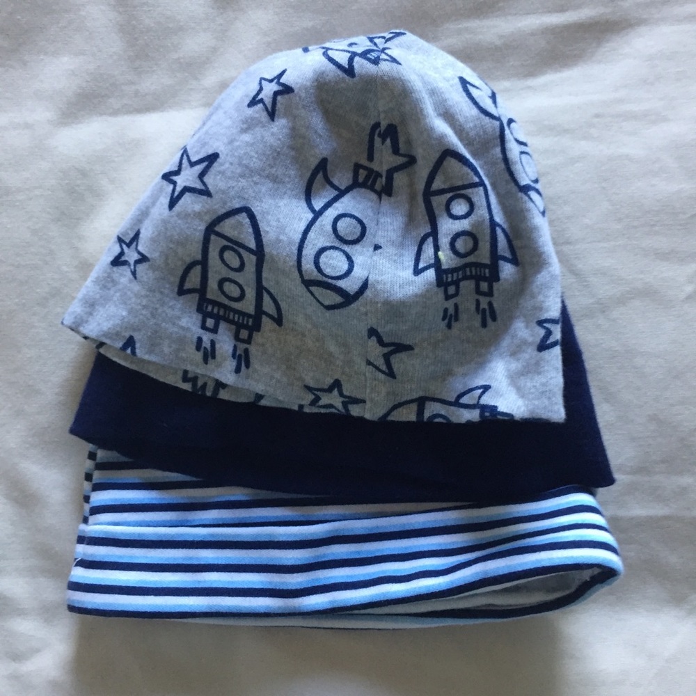 Newborn Baby Hats Set of 3 Baby Boy blue Hats